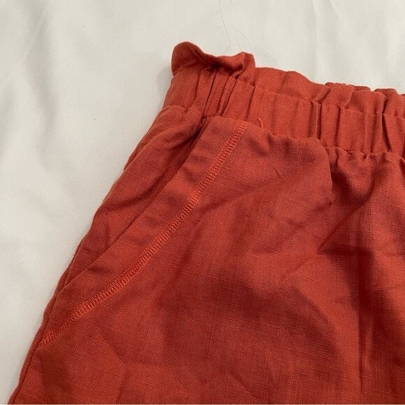 NWT ‘ NEW IN ‘ Linen Blend Lined Shorts with Pockets Raw Hem l Size LARGE | Rust - Picture 5 of 9